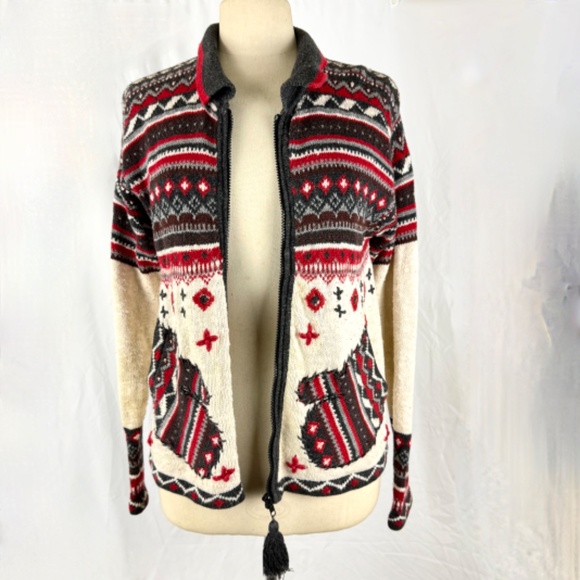 Vintage 1996 SML Sport Sweater S/M Jacket w Mitten Pockets Front Zipper Cardigan - Picture 13 of 15